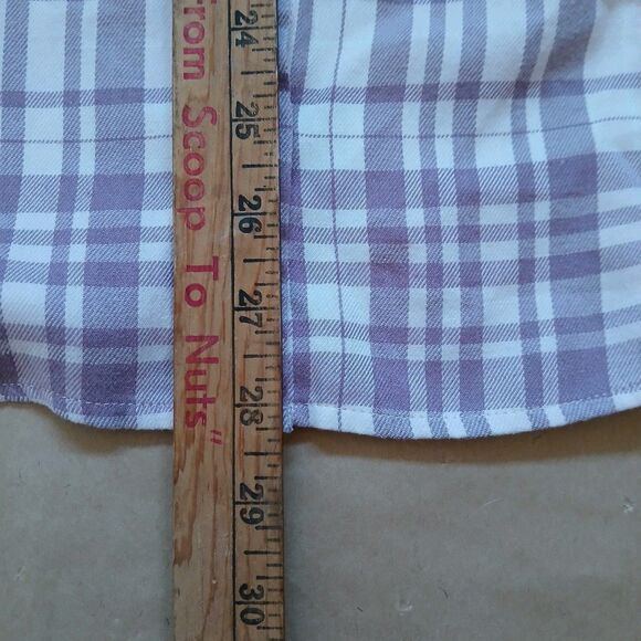 Jachs Girlfriend Womens M Purple Plaid Flannel Shirt Pearl Snaps Tab Sleeve - Picture 8 of 8